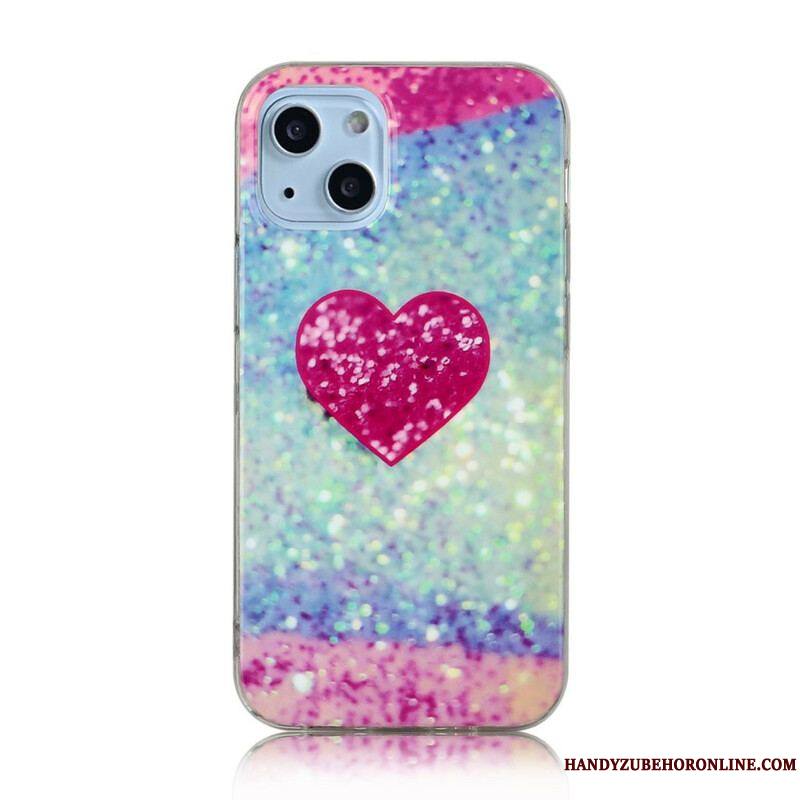 Coque iPhone 13 Mini Marbre Paillettes