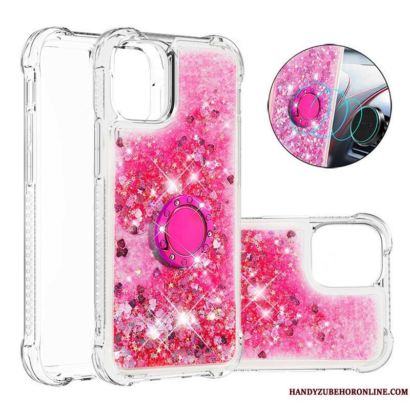 Coque iPhone 13 Mini Paillettes avec Anneau-Support