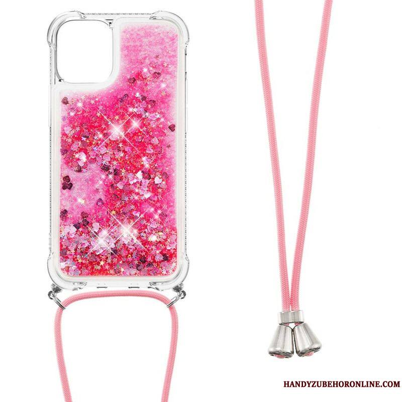 Coque iPhone 13 Mini Paillettes avec Cordon