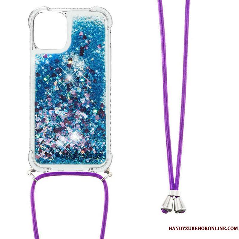 Coque iPhone 13 Mini Paillettes avec Cordon