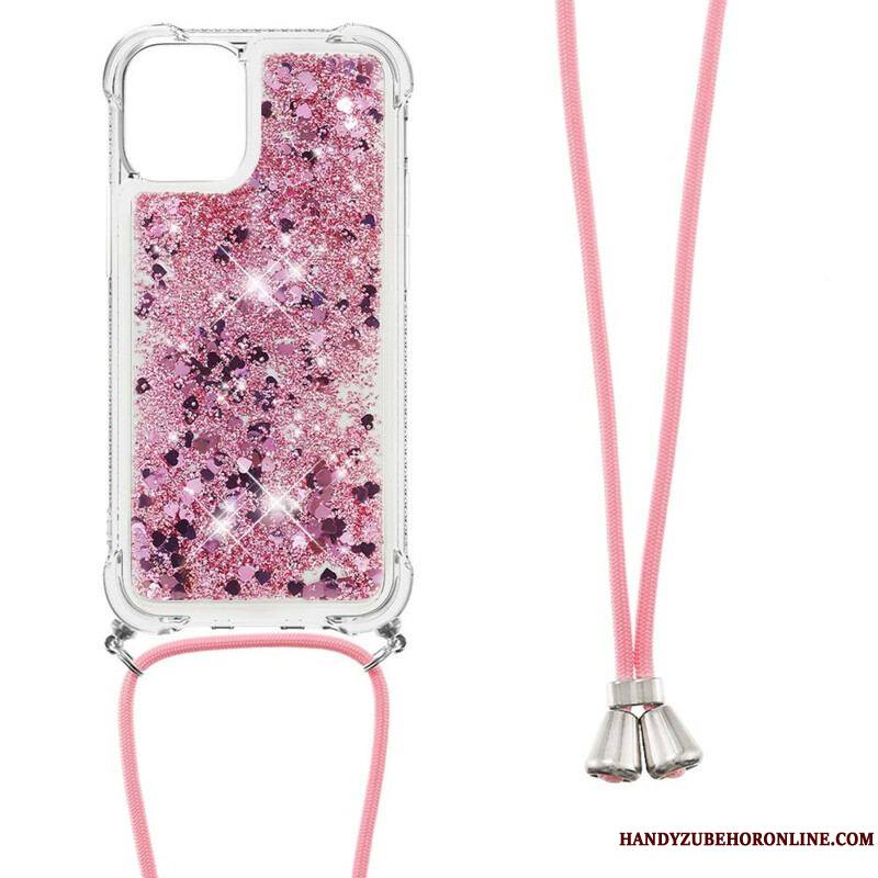 Coque iPhone 13 Mini Paillettes avec Cordon