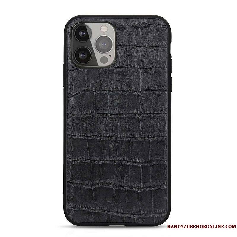 Coque iPhone 13 Pro Max Véritable Cuir Texture Crocodile