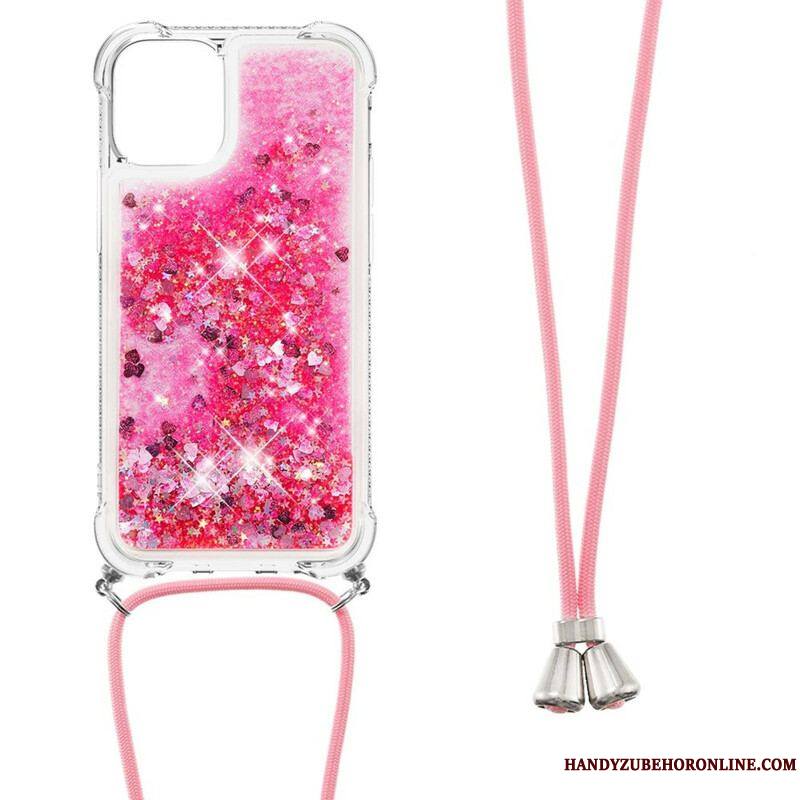Coque iPhone 13 Pro Paillettes avec Cordon