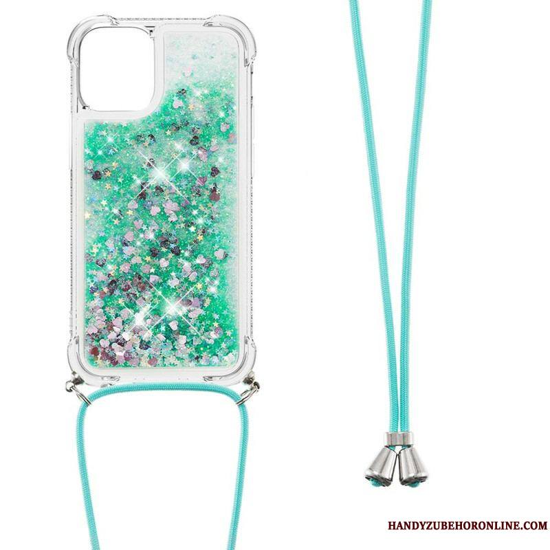 Coque iPhone 13 Pro Paillettes avec Cordon