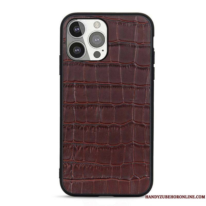 Coque iPhone 13 Pro Véritable Cuir Texture Crocodile