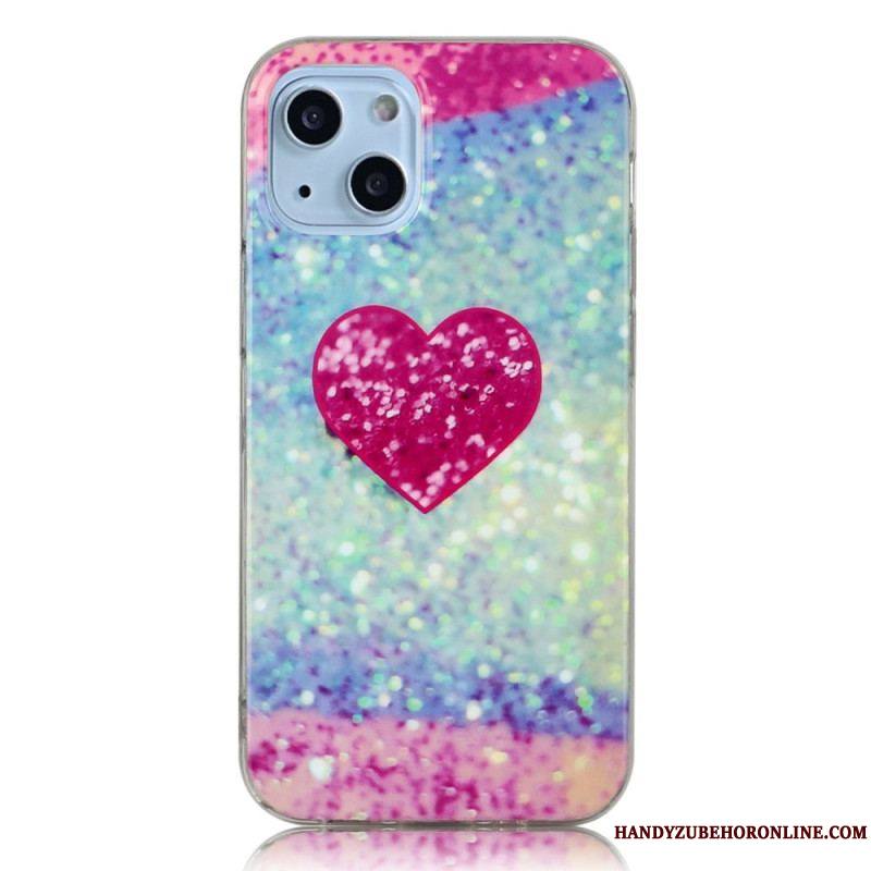 Coque iPhone 14 Coeur Paillettes