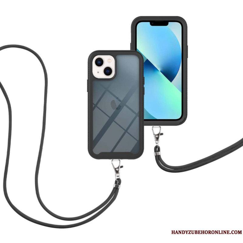 Coque iPhone 14 Hybride avec Cordon et Contour coloré