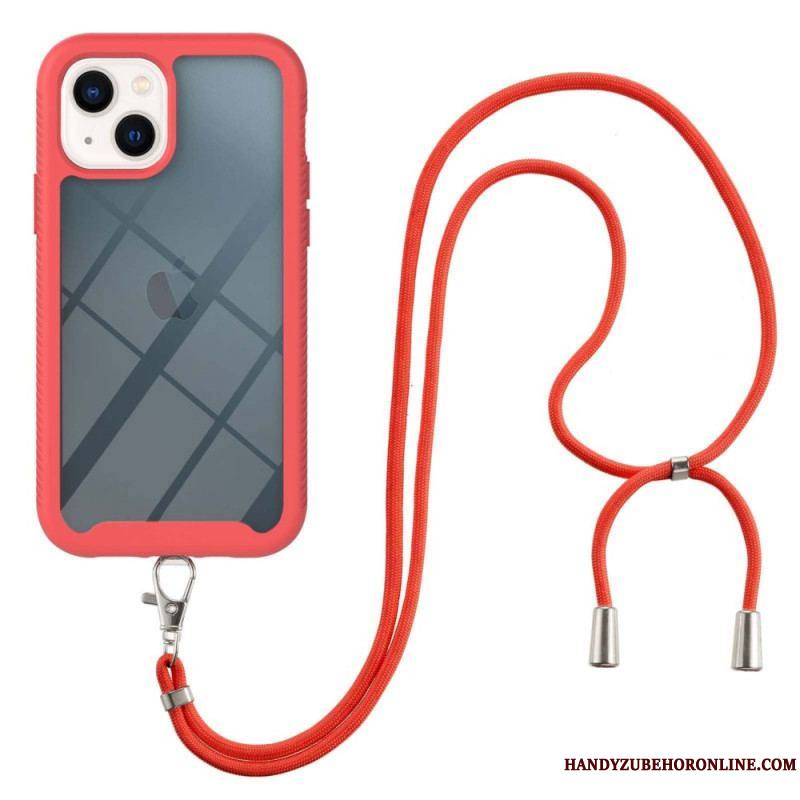 Coque iPhone 14 Hybride avec Cordon et Contour coloré