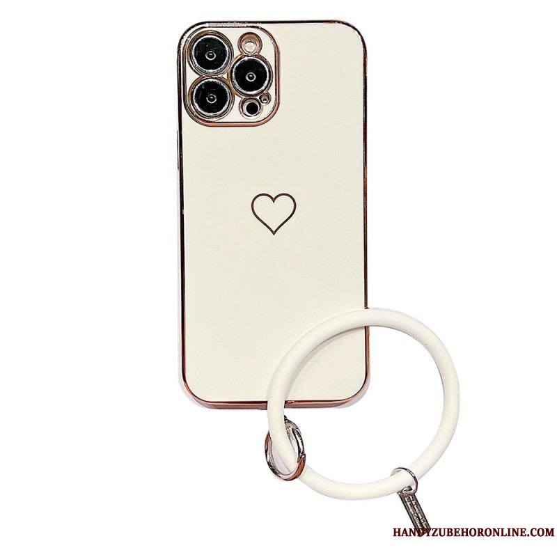 Coque iPhone 14 Plus Coeur avec Lanière Style Anneau