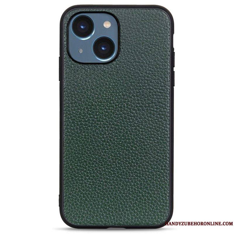 Coque iPhone 14 Plus Cuir Litchi Véritable