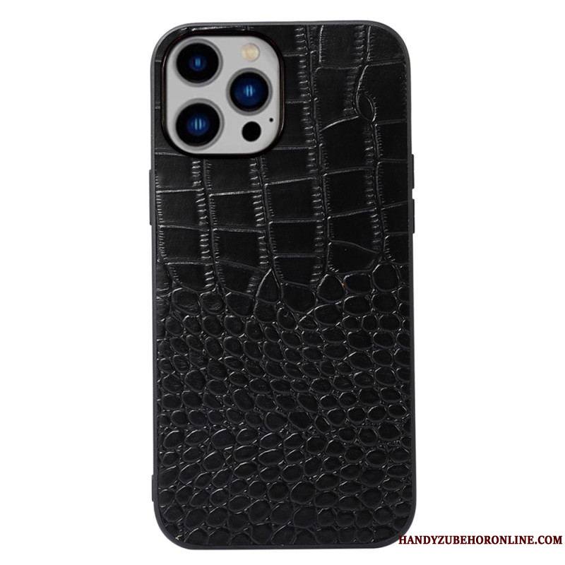 Coque iPhone 14 Plus Cuir Véritable Texture Crocodile