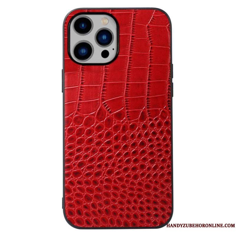 Coque iPhone 14 Plus Cuir Véritable Texture Crocodile