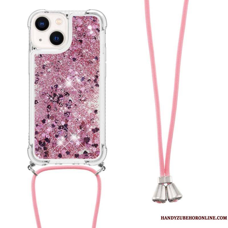 Coque iPhone 14 Plus à Cordon Paillettes