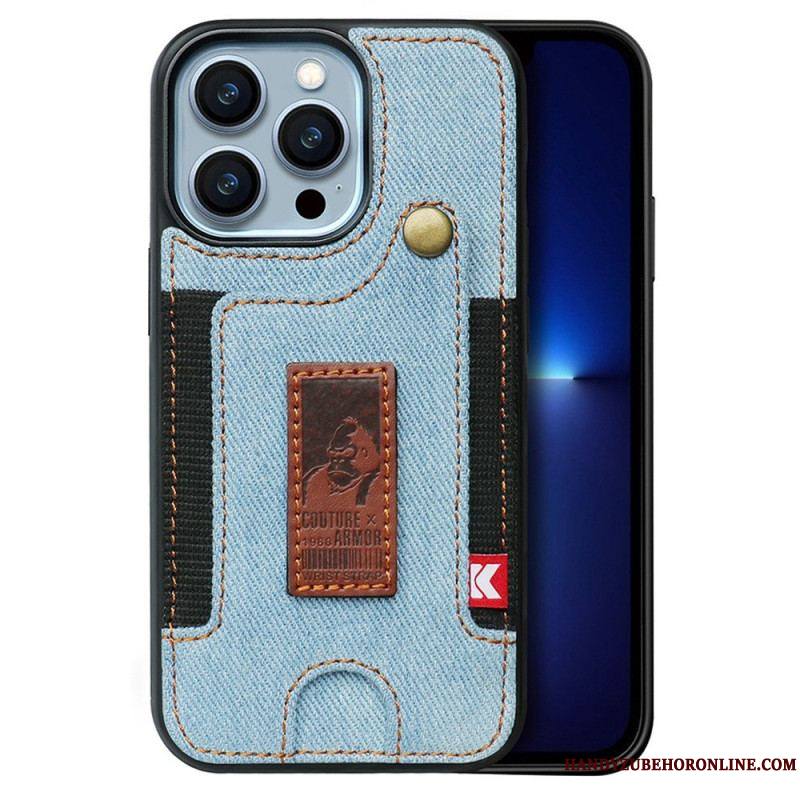 Coque iPhone 14 Porte-Cartes et Sangle Jeans