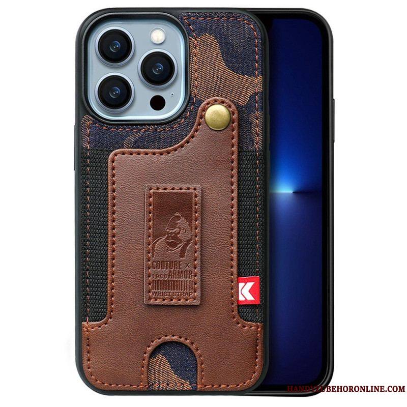 Coque iPhone 14 Porte-Cartes et Sangle Jeans