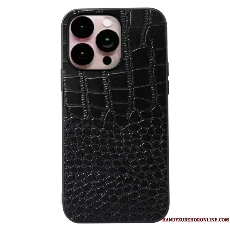 Coque iPhone 14 Pro Max Cuir Véritable Texture Crocodile