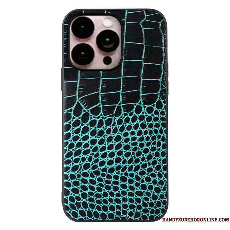 Coque iPhone 14 Pro Max Cuir Véritable Texture Crocodile