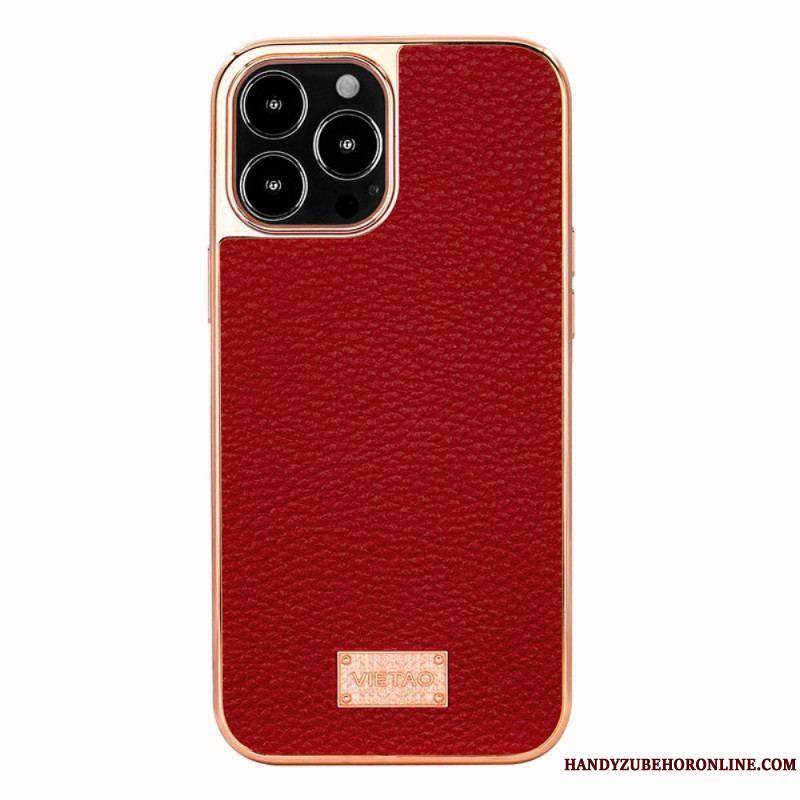 Coque iPhone 14 Pro Max Simili Cuir Litchi VIETAO