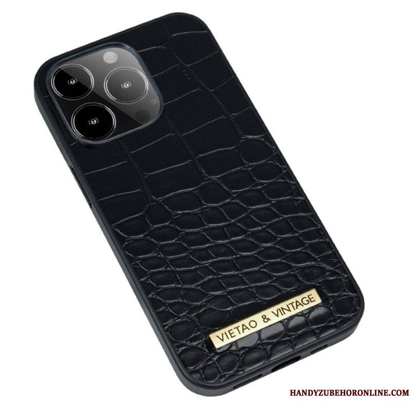 Coque iPhone 14 Pro Simili Cuir Crocodile VIETAO