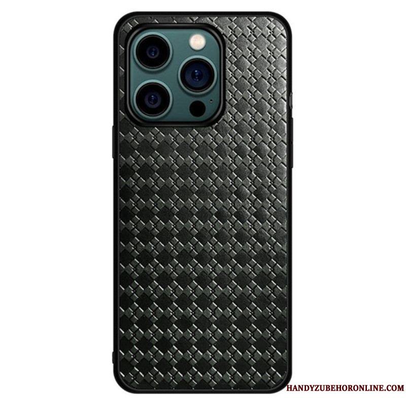 Coque iPhone 14 Pro Simili Cuir Tissé