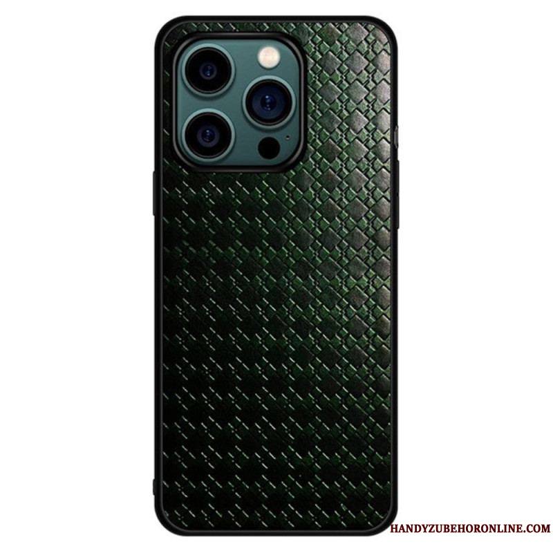 Coque iPhone 14 Pro Simili Cuir Tissé