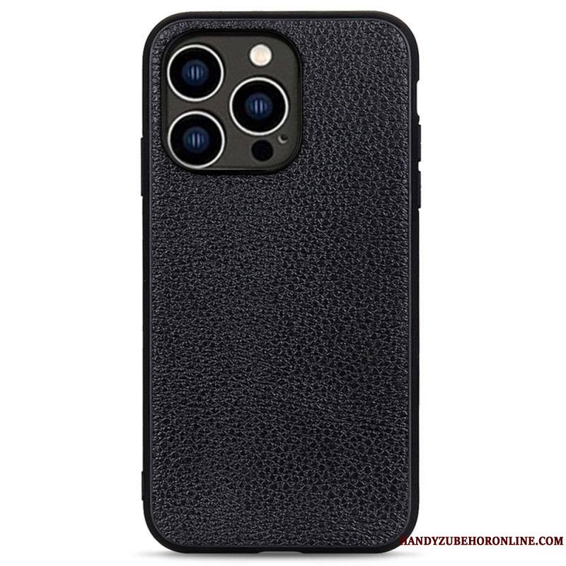 Coque iPhone 14 Pro Véritable Cuir Litchi