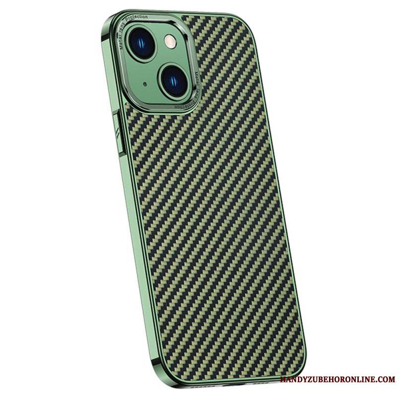 Coque iPhone 14 Simili Cuir Texture fibre Carbone