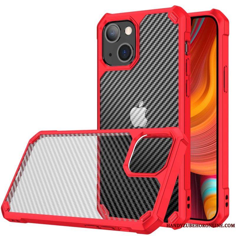 Coque iPhone 14 Transparente Texture Fibre Carbone