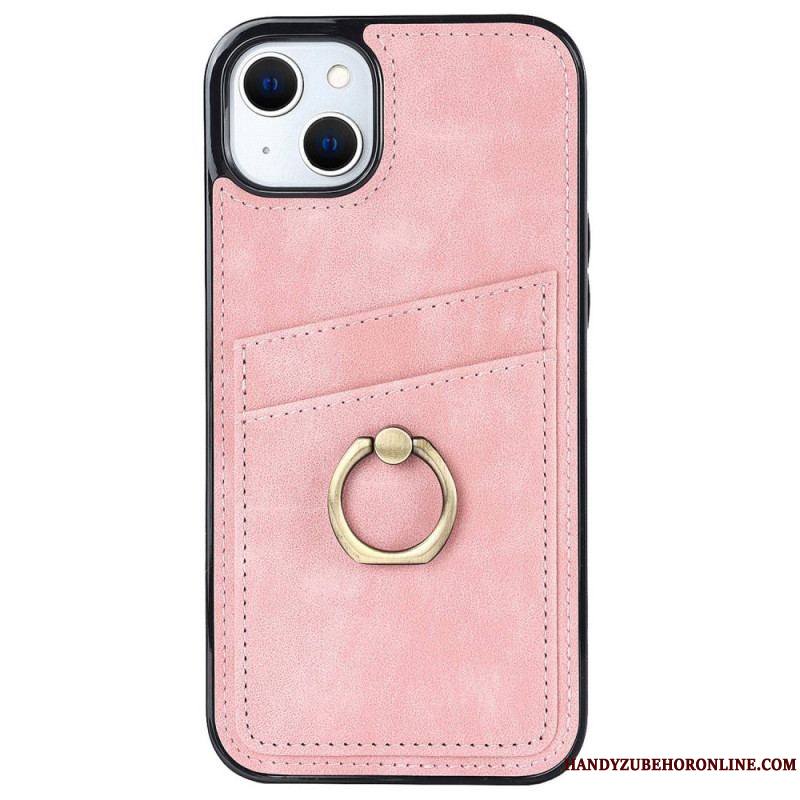 Coque iPhone 14 Vintage Anneau-Support et Porte-Cartes