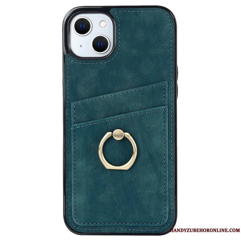 Coque iPhone 14 Vintage Anneau-Support et Porte-Cartes