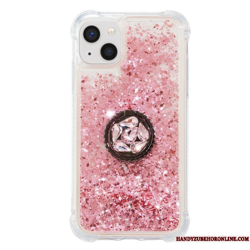 Coque iPhone 15 Plus Paillettes avec Anneau-Support