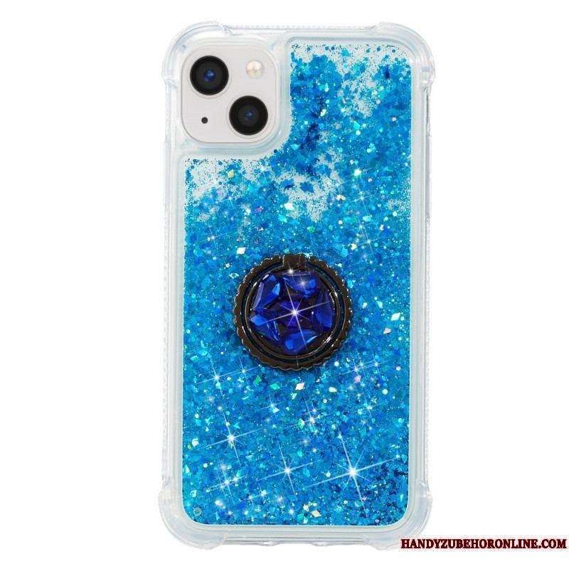 Coque iPhone 15 Plus Paillettes avec Anneau-Support