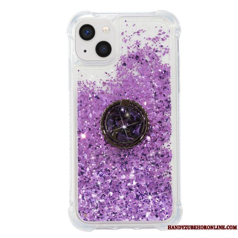 Coque iPhone 15 Plus Paillettes avec Anneau-Support