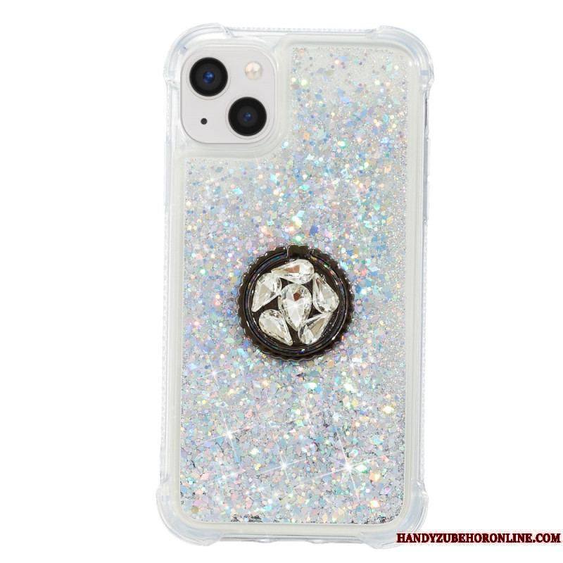 Coque iPhone 15 Plus Paillettes avec Anneau-Support