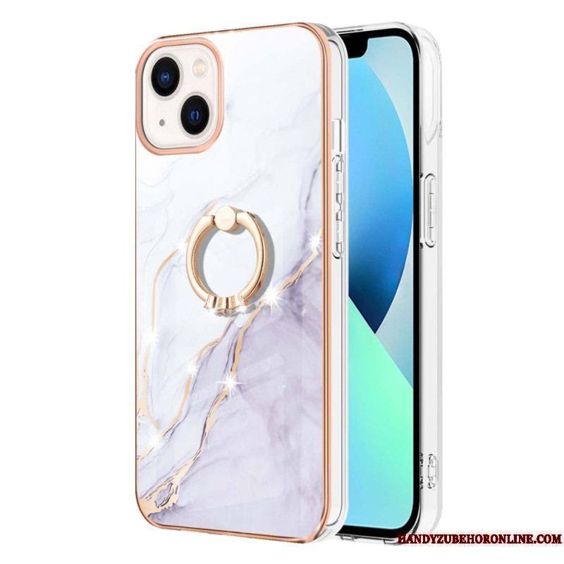 Coque iPhone 15 Plus Style Marbre avec Anneau-Support