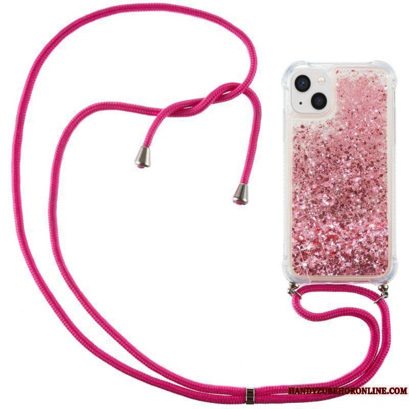 Coque iPhone 15 Plus à Cordon Paillettes