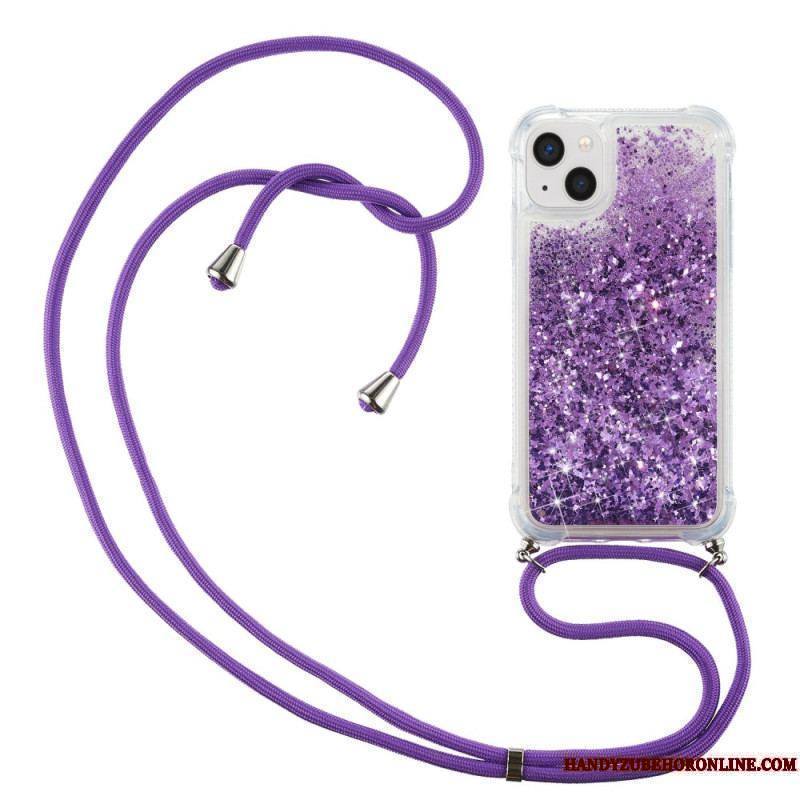 Coque iPhone 15 Plus à Cordon Paillettes