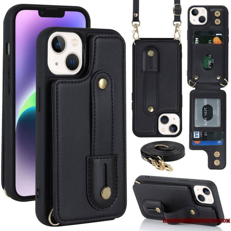 Coque iPhone 15 Porte-Cartes, Support, Sangle et Bandoulière