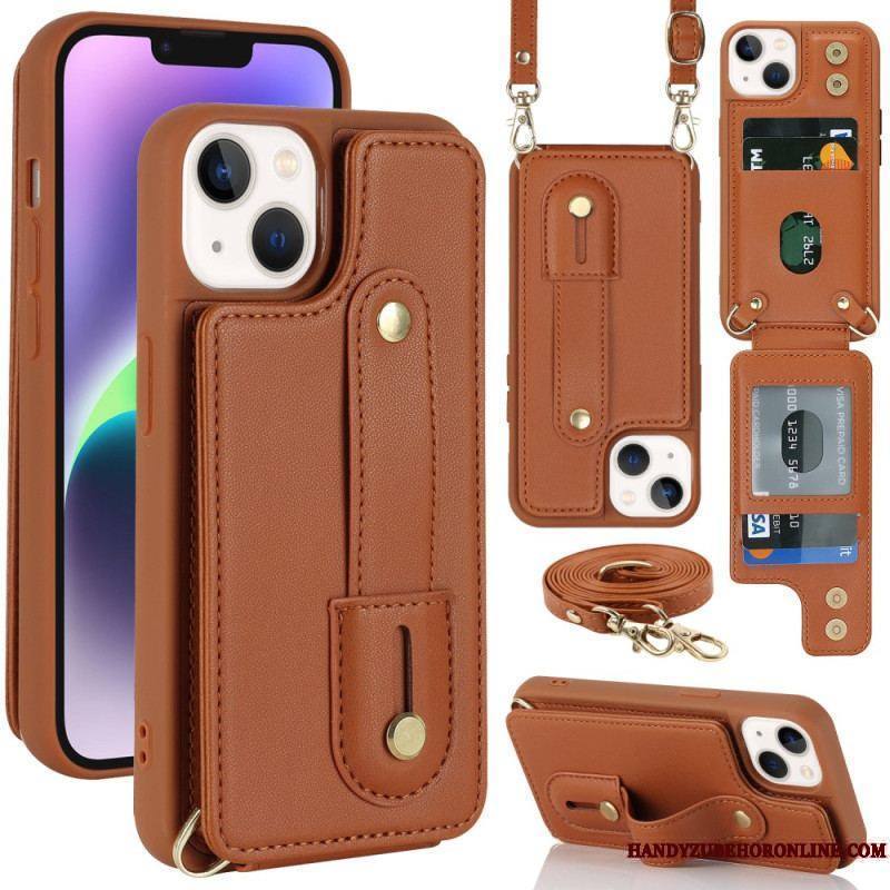 Coque iPhone 15 Porte-Cartes, Support, Sangle et Bandoulière