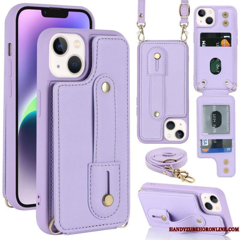 Coque iPhone 15 Porte-Cartes, Support, Sangle et Bandoulière