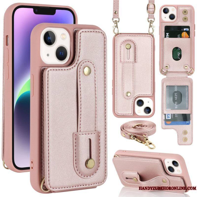 Coque iPhone 15 Porte-Cartes, Support, Sangle et Bandoulière