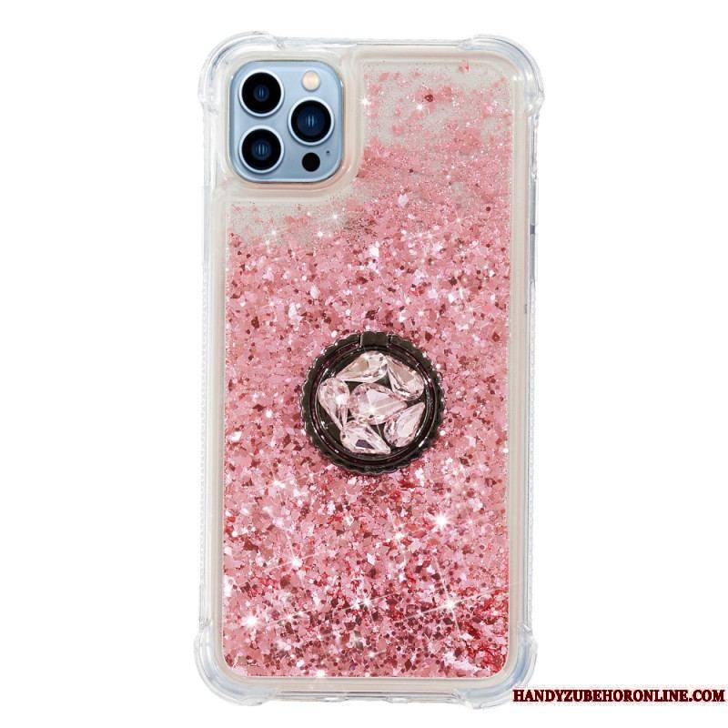 Coque iPhone 15 Pro Max Paillettes avec Anneau-Support