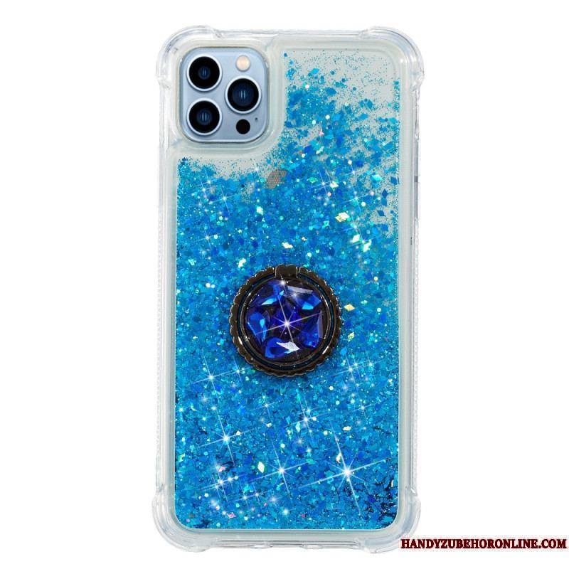 Coque iPhone 15 Pro Max Paillettes avec Anneau-Support