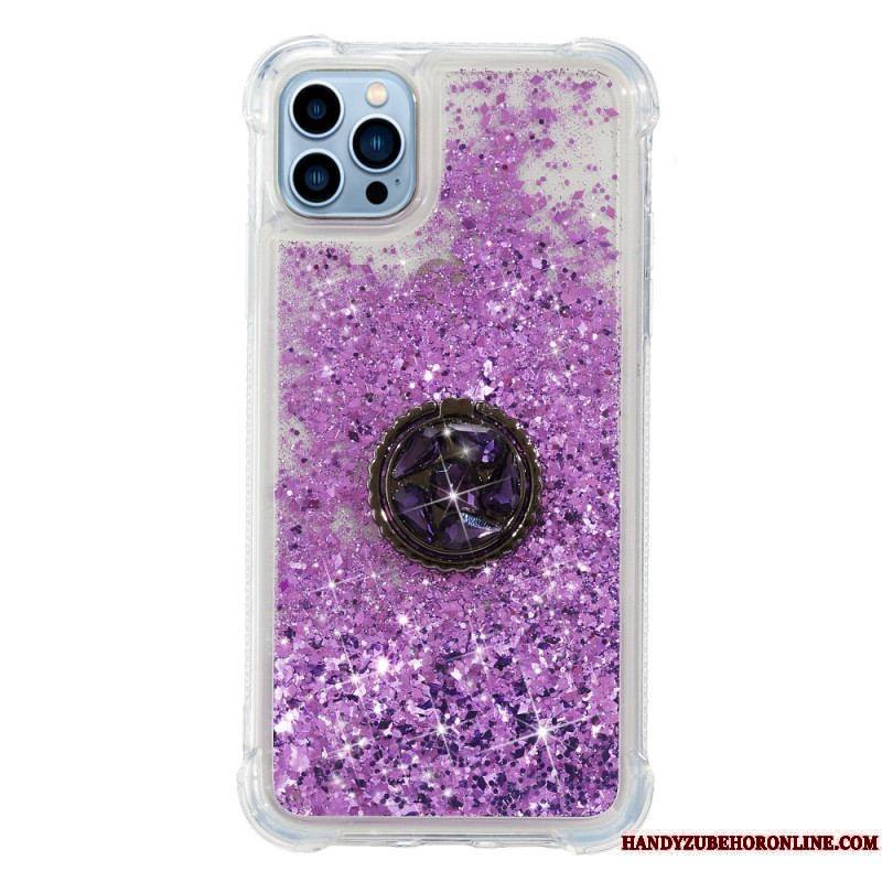 Coque iPhone 15 Pro Max Paillettes avec Anneau-Support