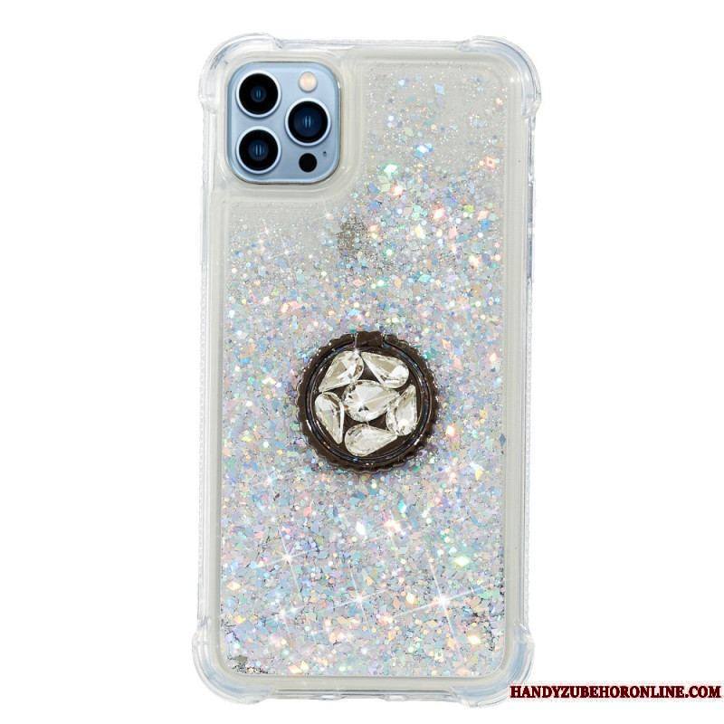 Coque iPhone 15 Pro Max Paillettes avec Anneau-Support