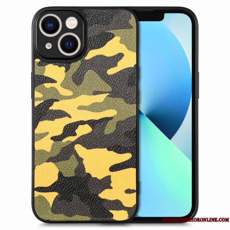 Coque iPhone 15 Simili Cuir Camouflage