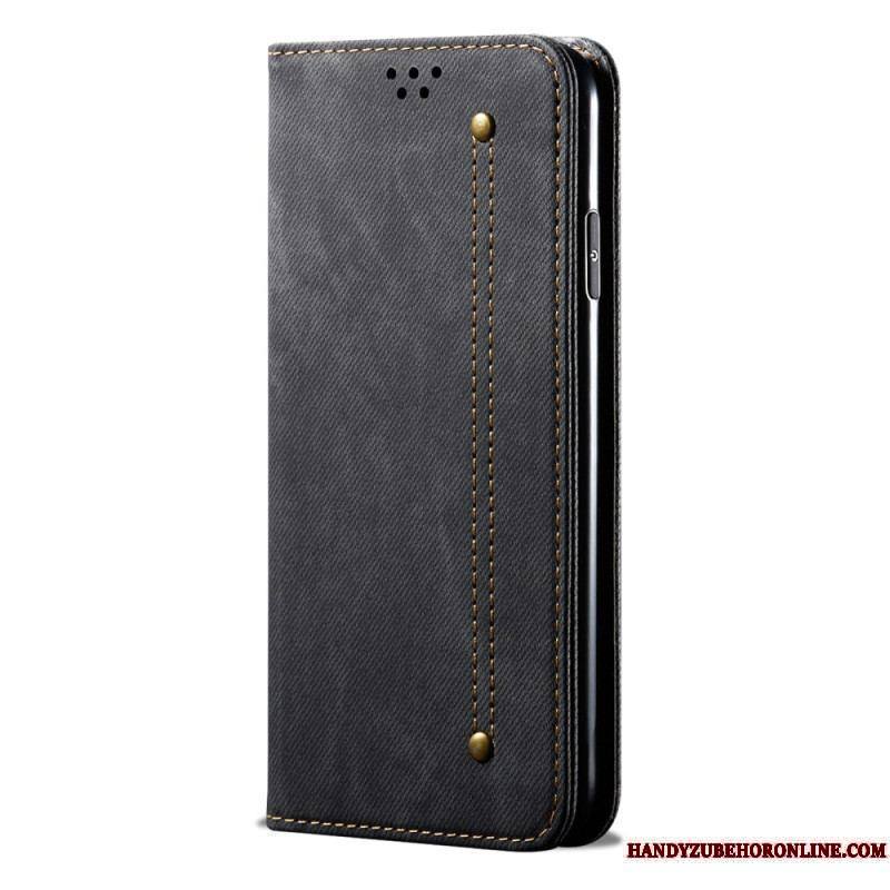 Flip Cover Huawei P60 Pro Tissu Jeans