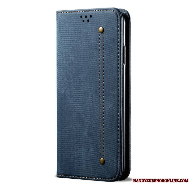 Flip Cover Huawei P60 Pro Tissu Jeans