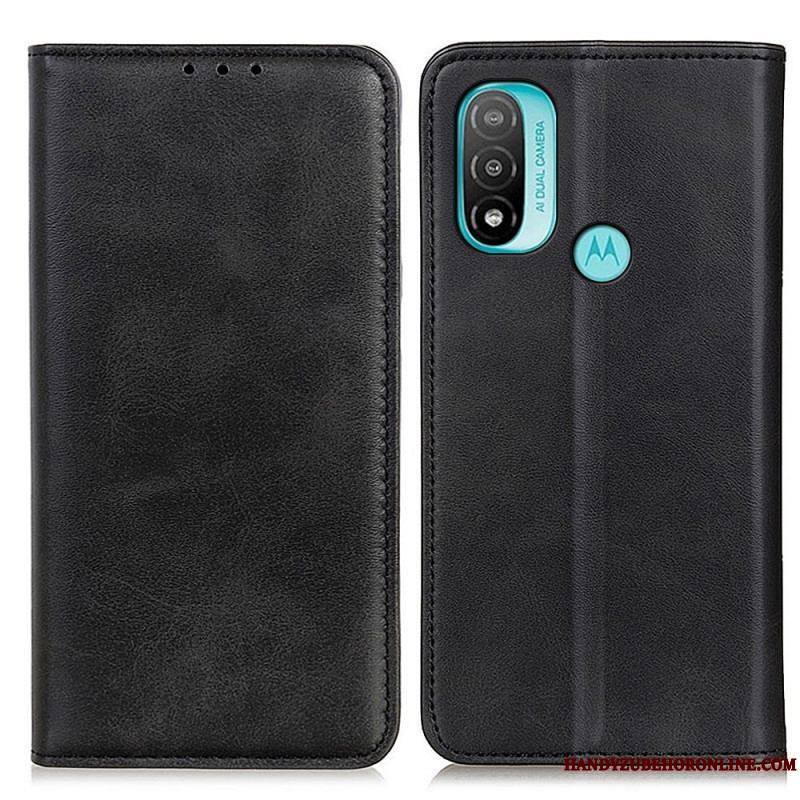 Flip Cover Moto E40 / E30 / E20 Cuir Fendu Élégance