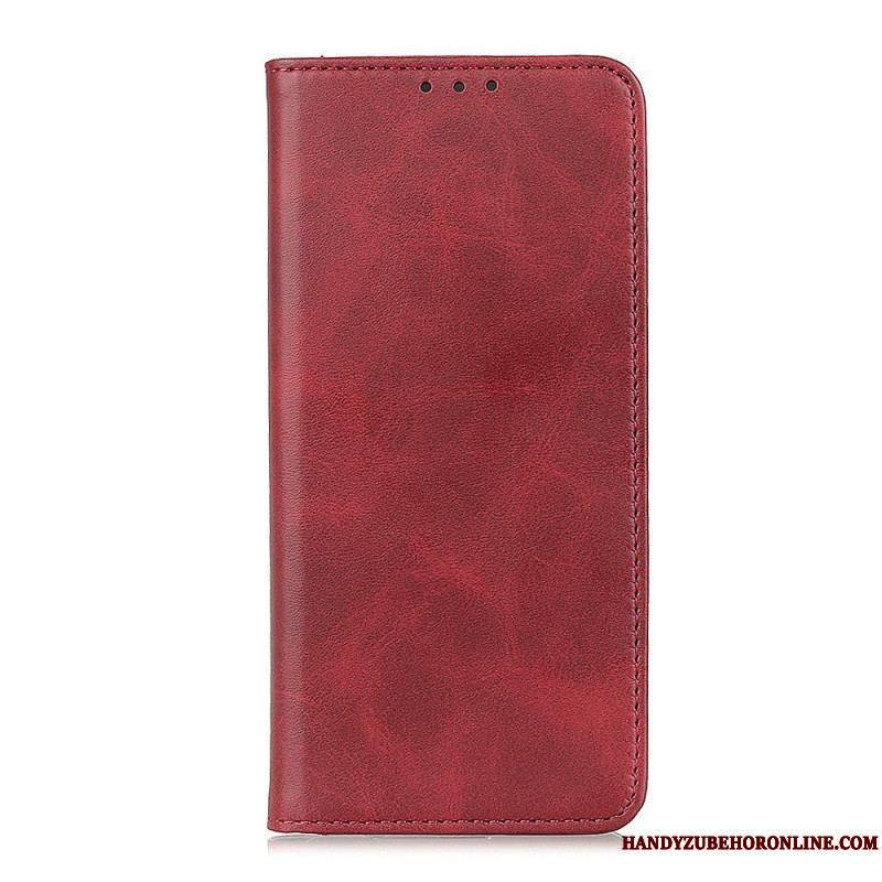 Flip Cover Moto E40 / E30 / E20 Cuir Fendu Élégance